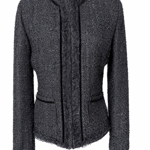 Kenneth Cole Reaction Jackets & Blazers - Kenneth Cole Reaction Black Metallic Tweed Jacket | Ruffle Trim